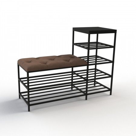 Банкетка для взуття Барселона-1 100 см велюр коричневий/чорний 1-5-9005