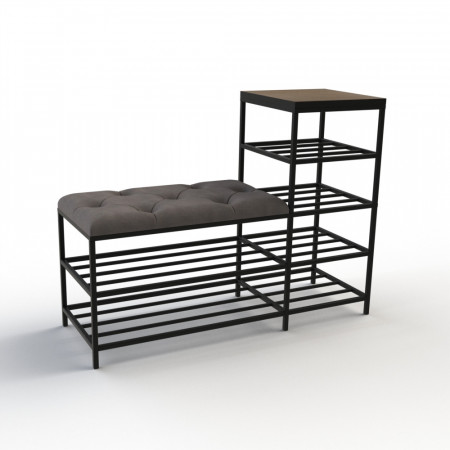 Банкетка для взуття Барселона-1 100 см велюр сірий/ріголетто темний 7-1-9005