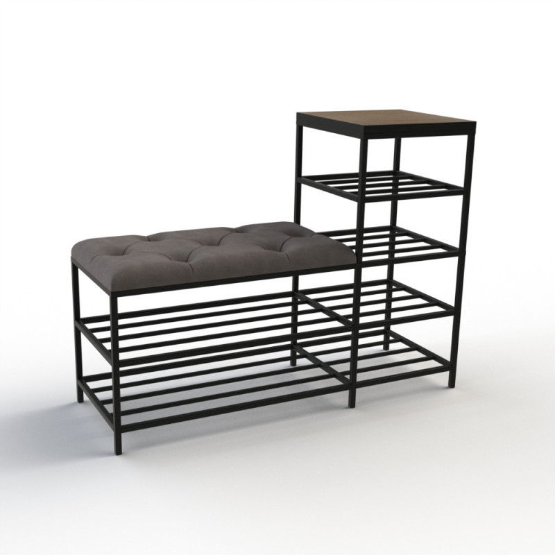 Банкетка для взуття Барселона-1 100 см велюр сірий/ріголетто темний 7-1-9005