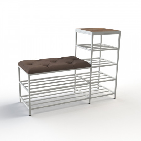 Банкетка для взуття Барселона-1 100 см велюр сіро-коричневий/горіх каліфорнійський 5-4-9003