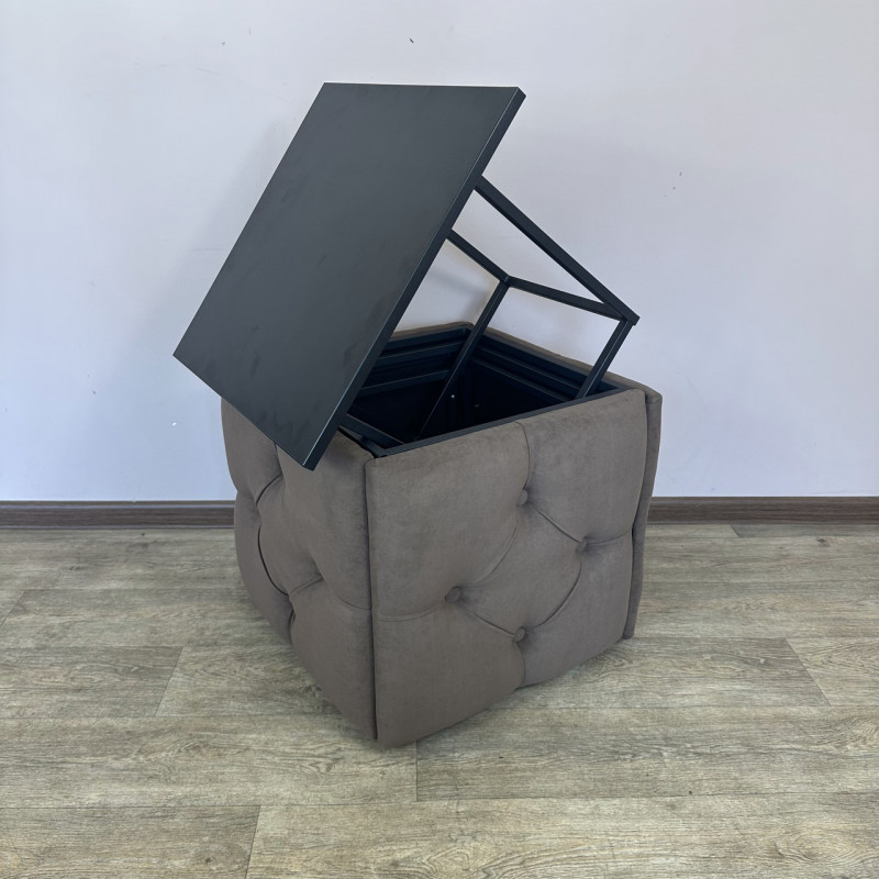 Пуф-трансформер 5в1 Остін-1 зі столиком велюр коричневий/чорний 1-5-9005