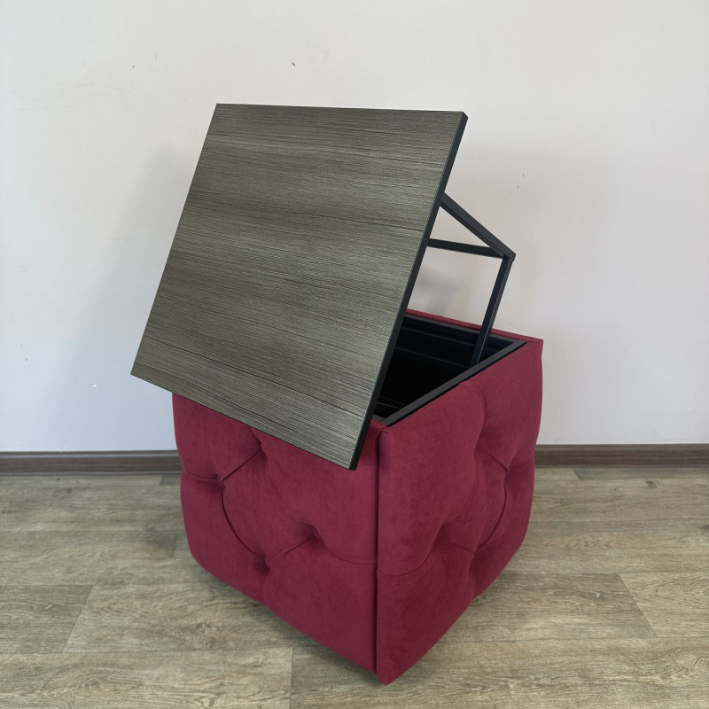 Пуф-трансформер 5в1 Остін-1 зі столиком велюр червоний/ріголетто темний 4-1-9005