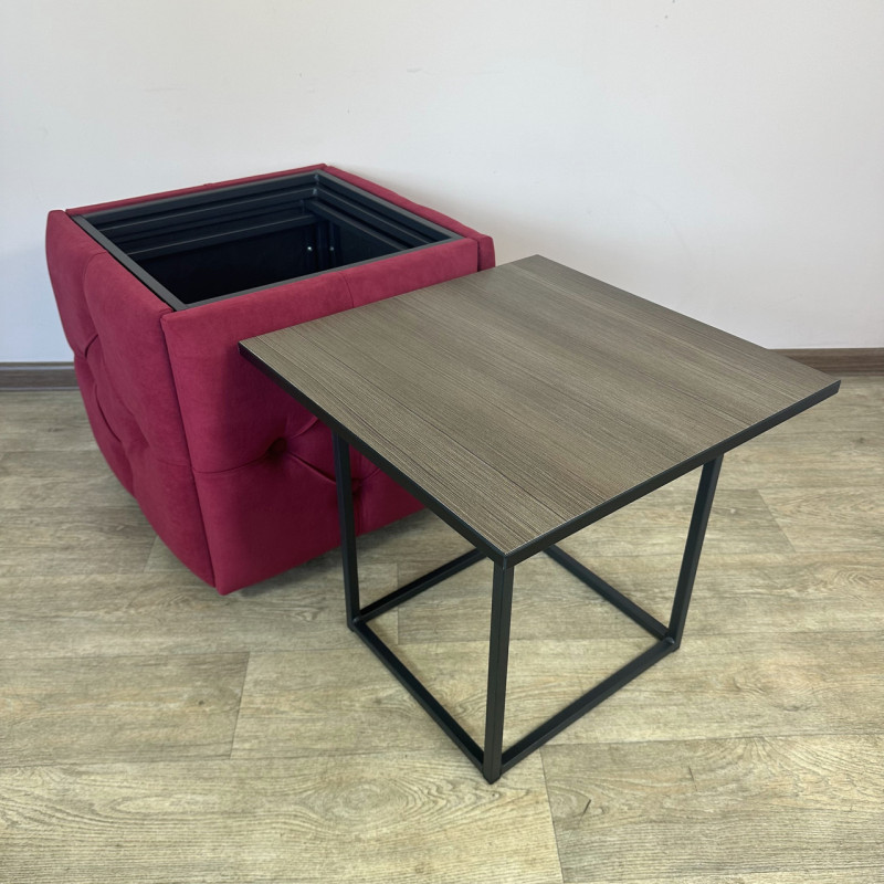 Пуф-трансформер 5в1 Остін-1 зі столиком велюр червоний/ріголетто темний 4-1-9005