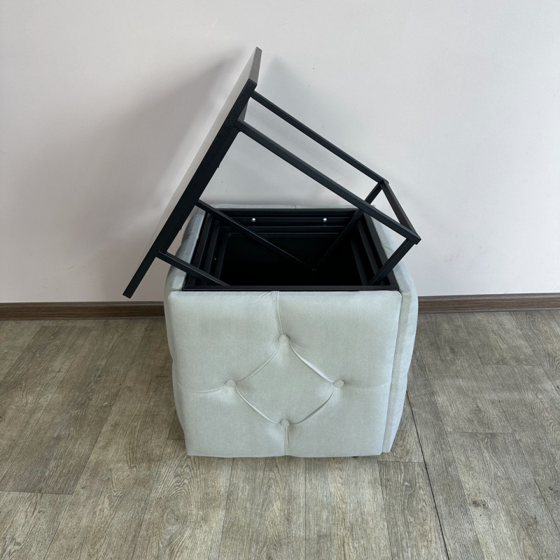 Пуф-трансформер 5в1 Остін-1 зі столиком велюр світло-сірий/дуб платиновий 6-2-9005