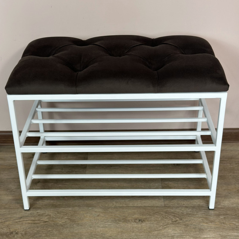 Банкетка для взуття Женева-1 50 см велюр сіро-коричневий 5-0-9003