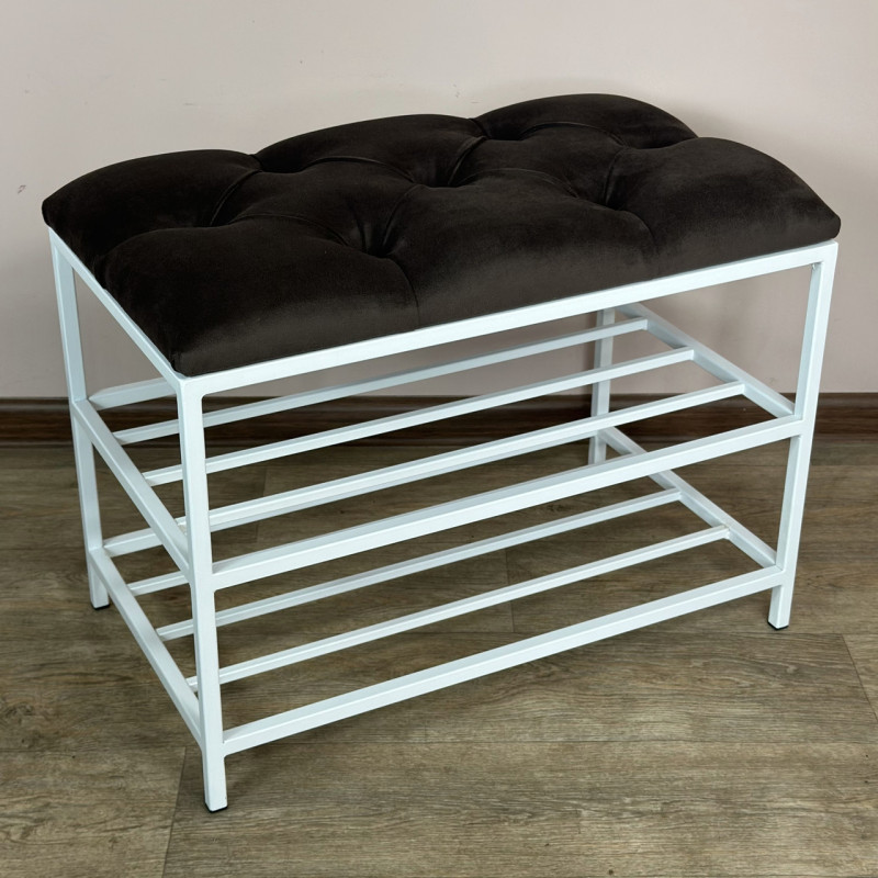 Банкетка для взуття Женева-1 50 см велюр сіро-коричневий 5-0-9003