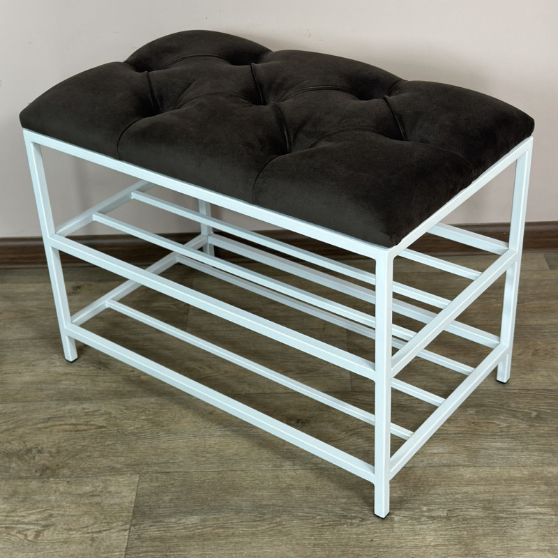 Банкетка для взуття Женева-1 50 см велюр сіро-коричневий 5-0-9003