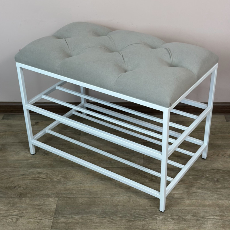 Банкетка для взуття Женева-1 50 см велюр світло-сірий 6-0-9003