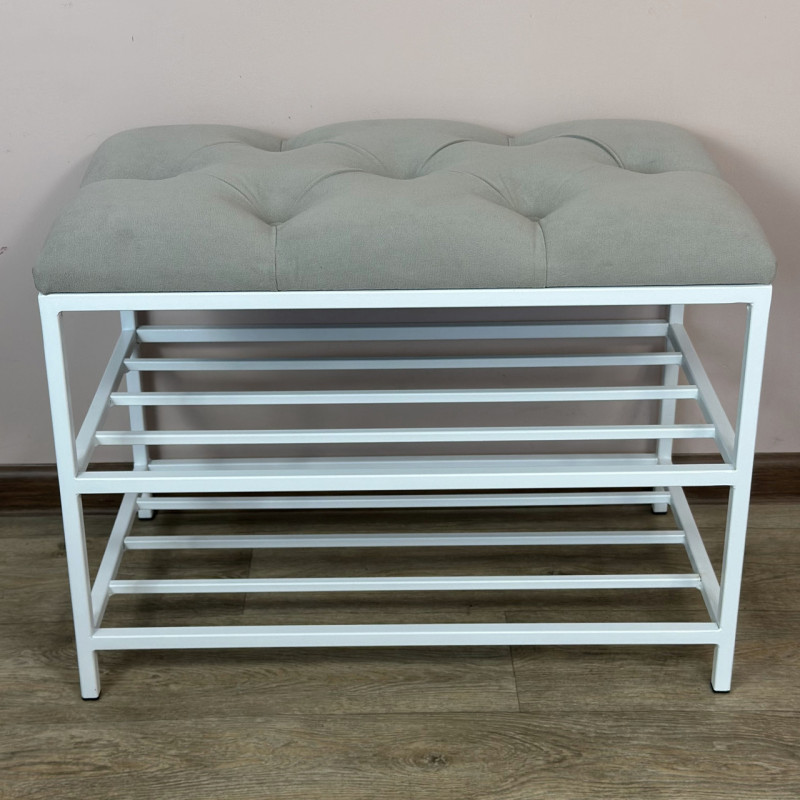 Банкетка для взуття Женева-1 60 см велюр світло-сірий 6-0-9003