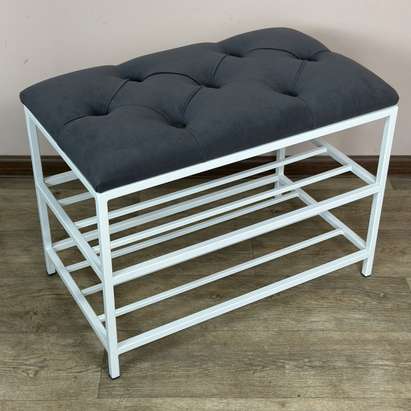 Банкетка для взуття Женева-1 60 см велюр сірий 7-0-9003