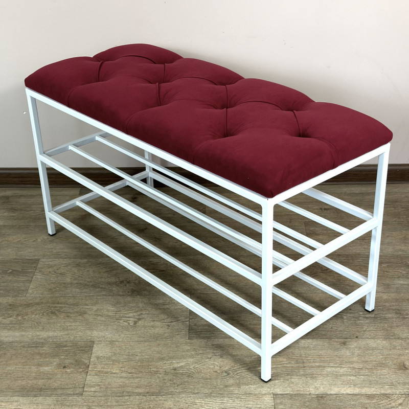 Банкетка для взуття Женева-1 80 см велюр червоний 4-0-9003