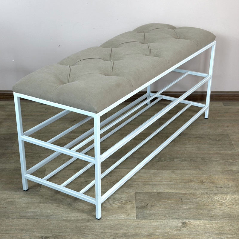 Банкетка для взуття Женева-1 90 см велюр бежевий 3-0-9003