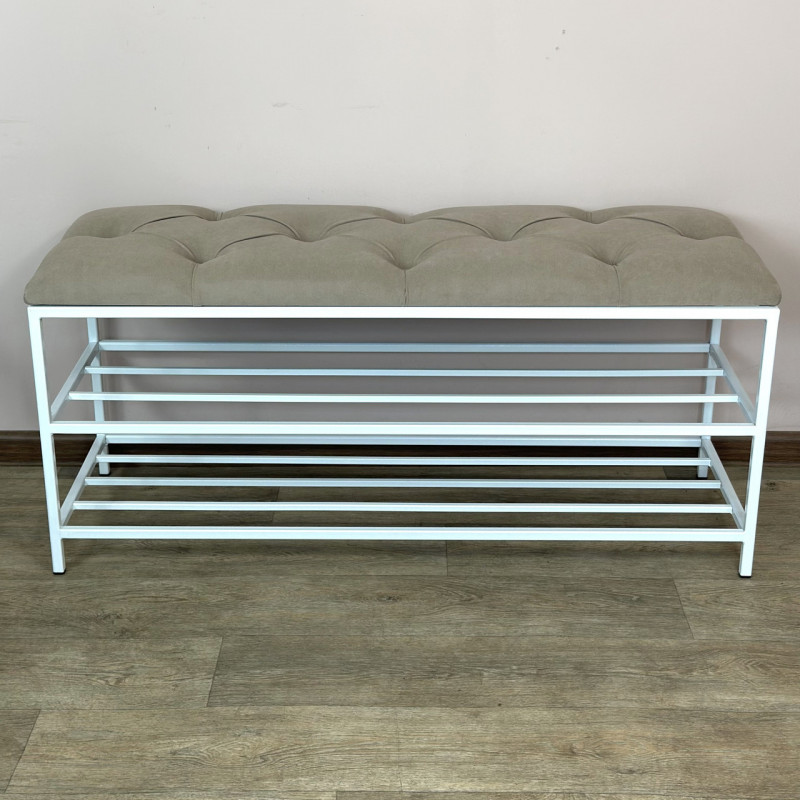 Банкетка для взуття Женева-1 90 см велюр бежевий 3-0-9003