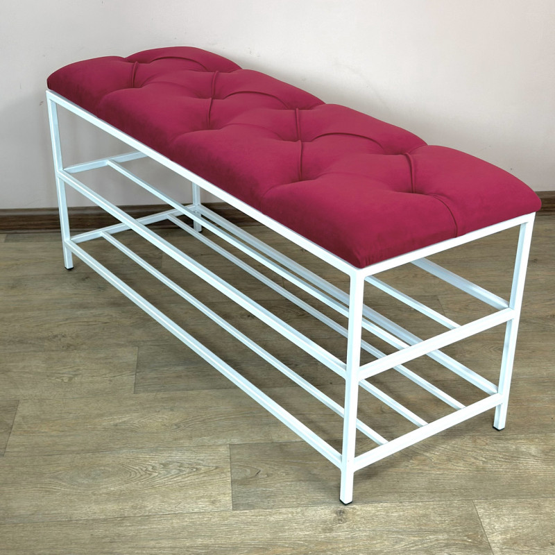 Банкетка для взуття Женева-1 90 см велюр червоний 4-0-9003