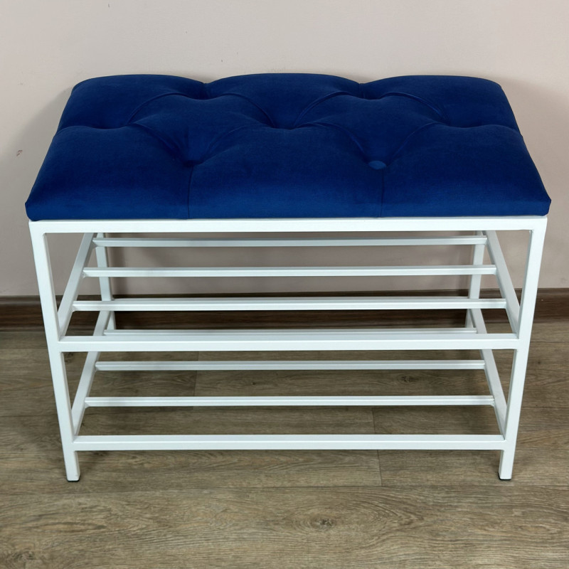 Банкетка для взуття Женева-1 60 см велюр синій 9-0-9003