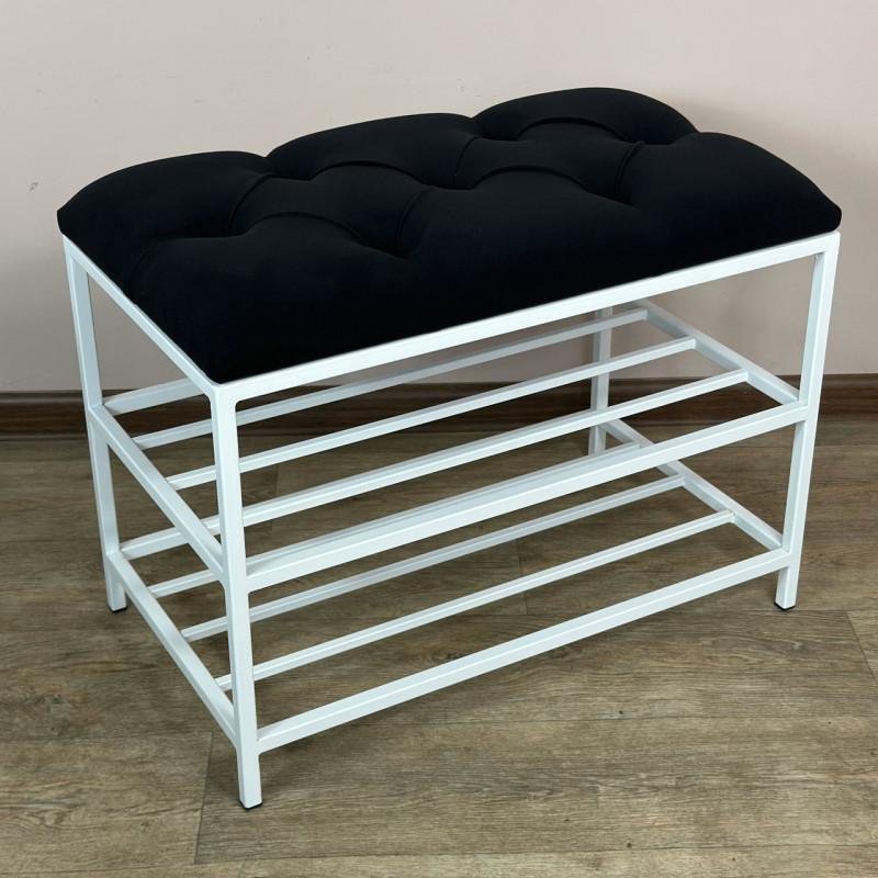 Банкетка для взуття Женева-1 60 см велюр чорний 10-0-9003