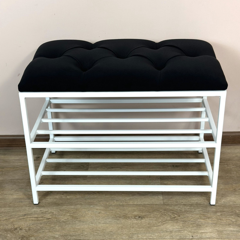 Банкетка для взуття Женева-1 60 см велюр чорний 10-0-9003