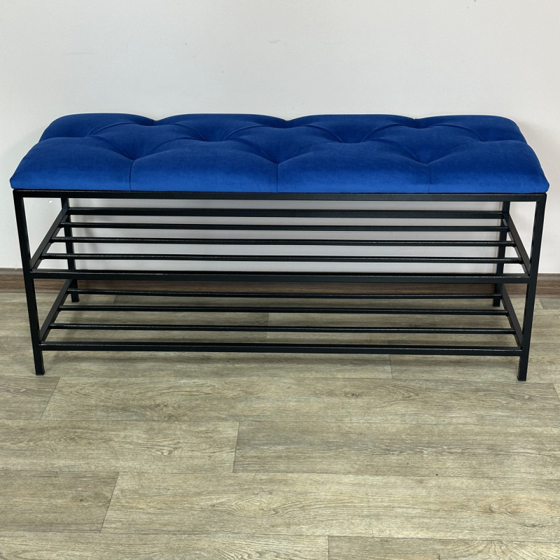 Банкетка для взуття Женева-1 90 см велюр синій 9-0-9005