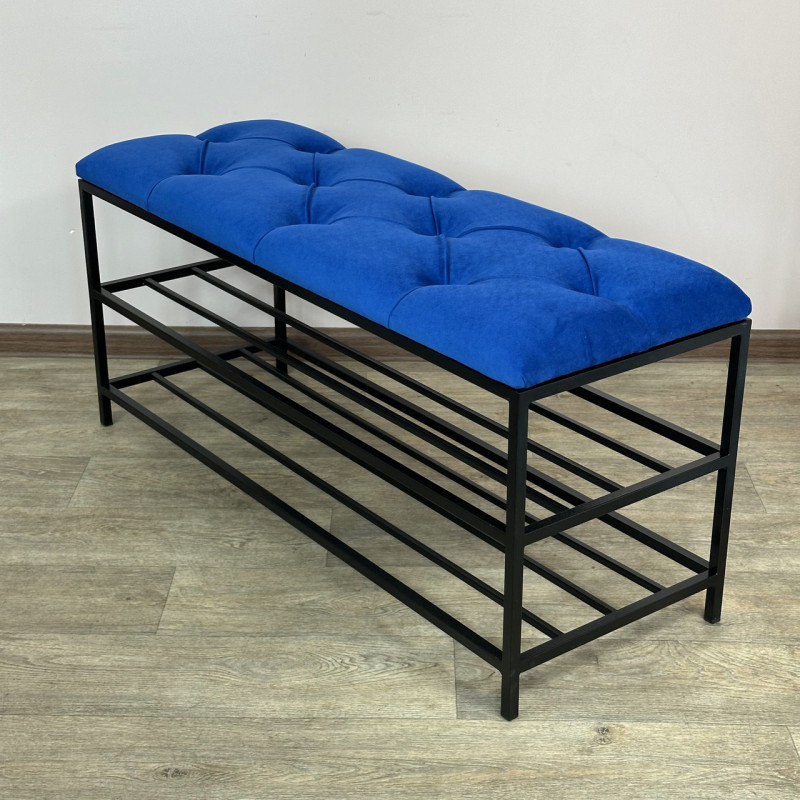 Банкетка для взуття Женева-1 90 см велюр синій 9-0-9005