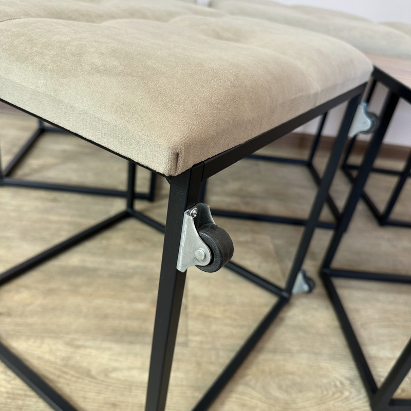 Пуф-трансформер 5в1 Остін-4 зі столиком велюр бежевий/ріголетто темний 3-1-9005