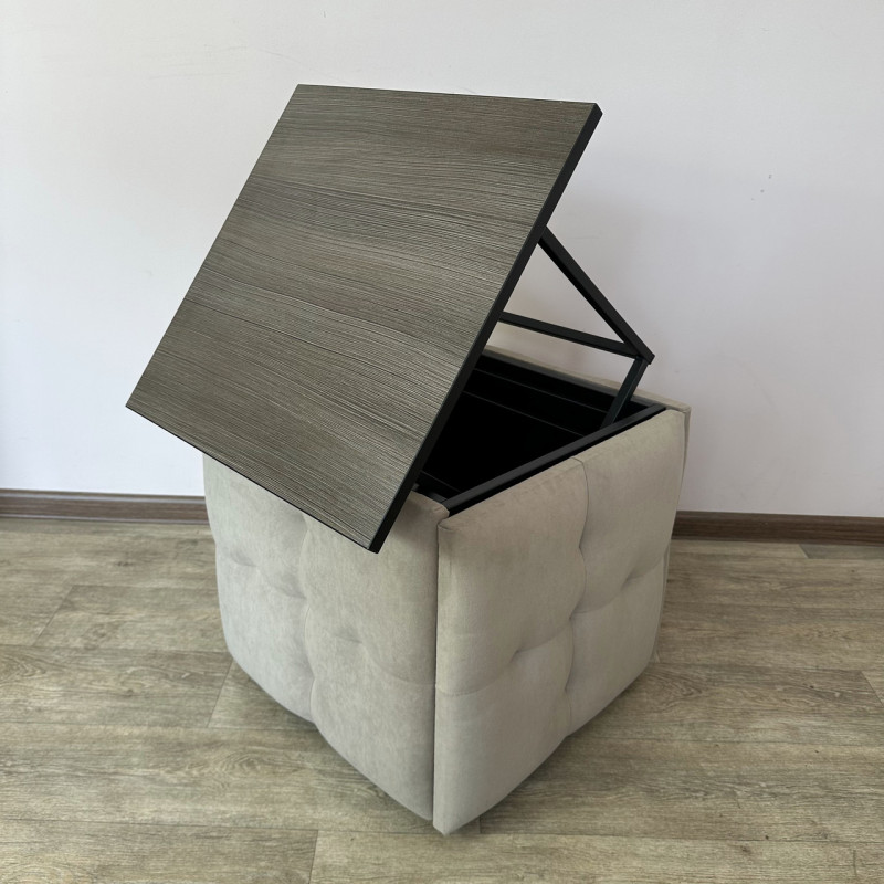 Пуф-трансформер 5в1 Остін-4 зі столиком велюр бежевий/ріголетто темний 3-1-9005