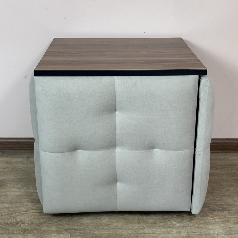 Пуф-трансформер 5в1 Остін-4 зі столиком велюр світло-сірий/горіх каліфорнійський 6-4-9003