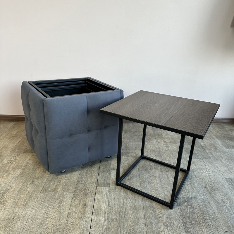 Пуф-трансформер 5в1 Остін-4 зі столиком велюр сірий/ріголетто темний 7-1-9005