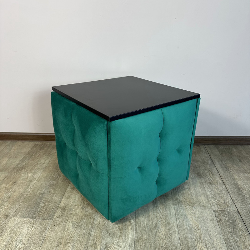 Пуф-трансформер 5в1 Остін-4 зі столиком велюр смарагдовий/чорний 8-5-9003