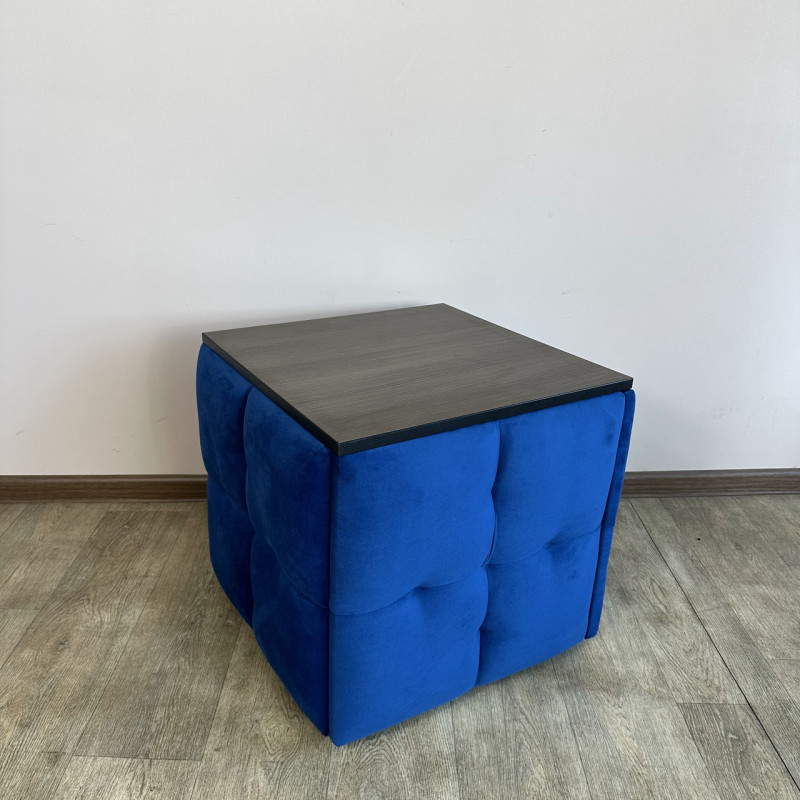 Пуф-трансформер 5в1 Остін-4 зі столиком велюр синій/ріголетто темний 9-1-9005