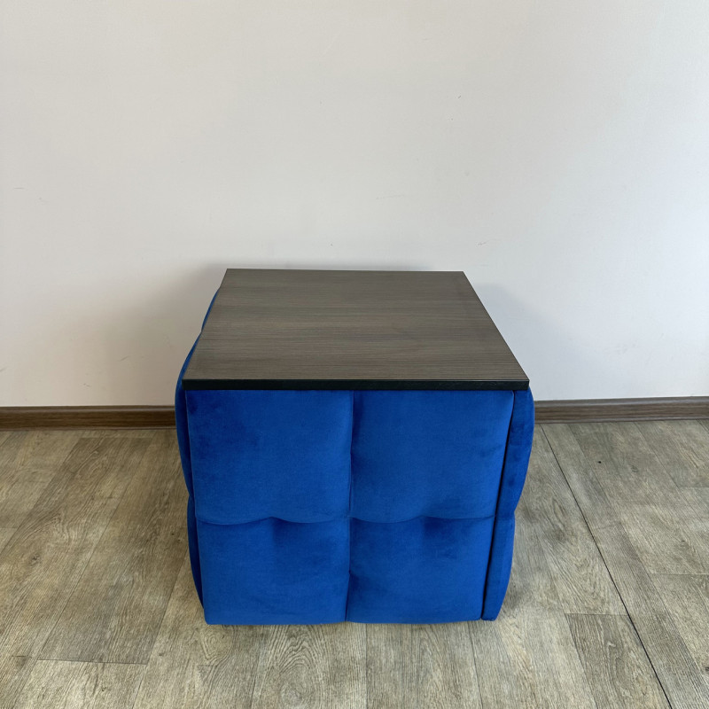 Пуф-трансформер 5в1 Остін-4 зі столиком велюр синій/ріголетто темний 9-1-9005