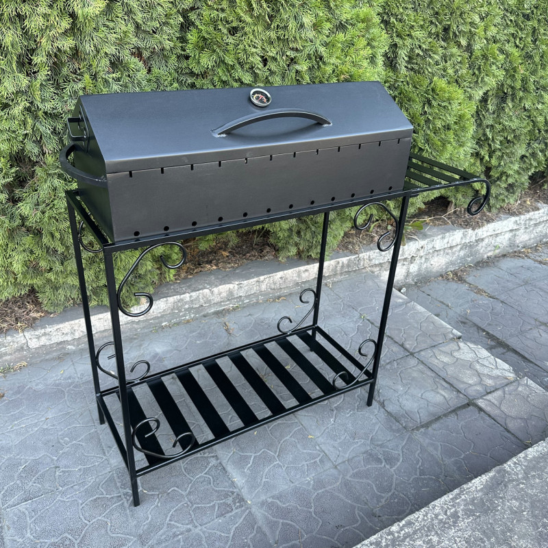 Мангал-барбекю Mzavod Гефест на 12 шампурів 4мм на дровниці