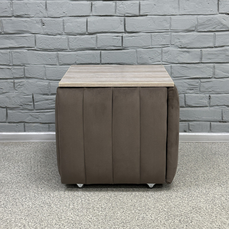 Пуф-трансформер 5в1 Mzavod Остин-2 со столиком велюр серо-коричневый/дуб платиновый 5-2-9005