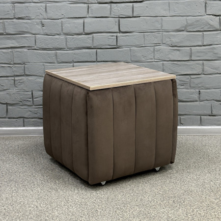 Пуф-трансформер 5в1 Остін-2 зі столиком велюр сіро-коричневий/дуб платиновий 5-2-9005