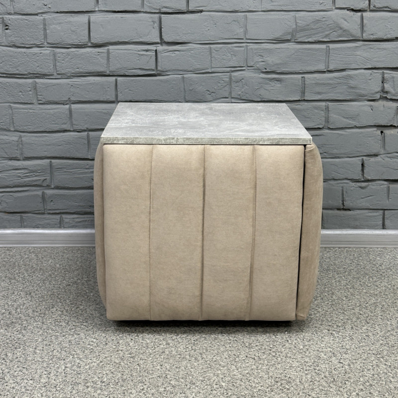 Пуф-трансформер 5в1 Остін-2 зі столиком велюр бежевий/сірий бетон 3-6-9003