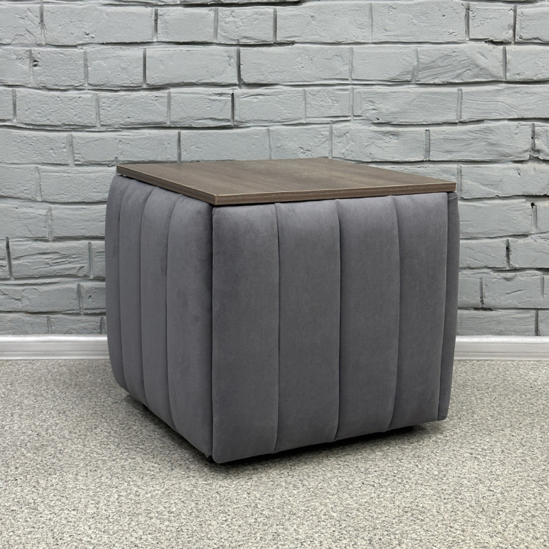 Пуф-трансформер 5в1 Остін-2 зі столиком велюр сірий/ріголетто темний 7-1-9003