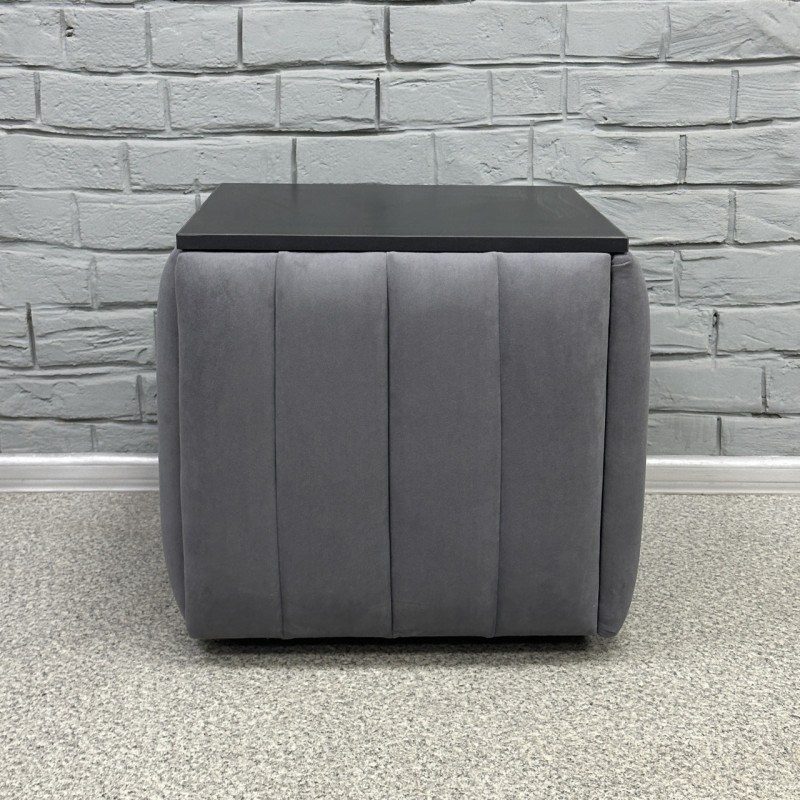 Пуф-трансформер 5в1 Mzavod Остин-2 со столиком велюр серый/черный 7-5-9005