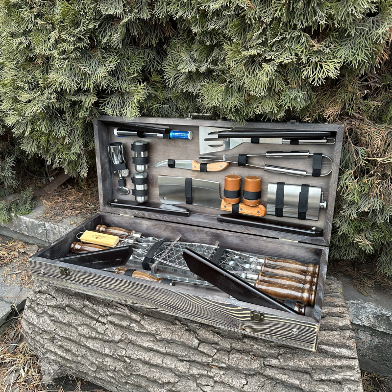 Подарунковий набір Mzavod Майстер Гриль кейс-столик темна текстура