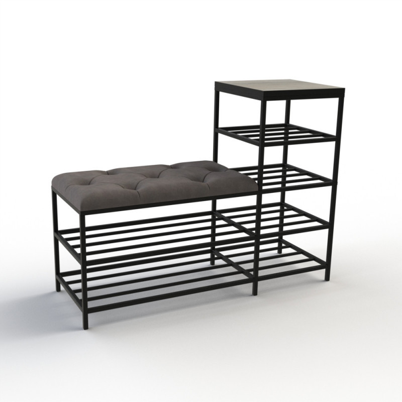 Банкетка для взуття Барселона-1 100 см велюр сірий/дуб платиновий 7-2-9005