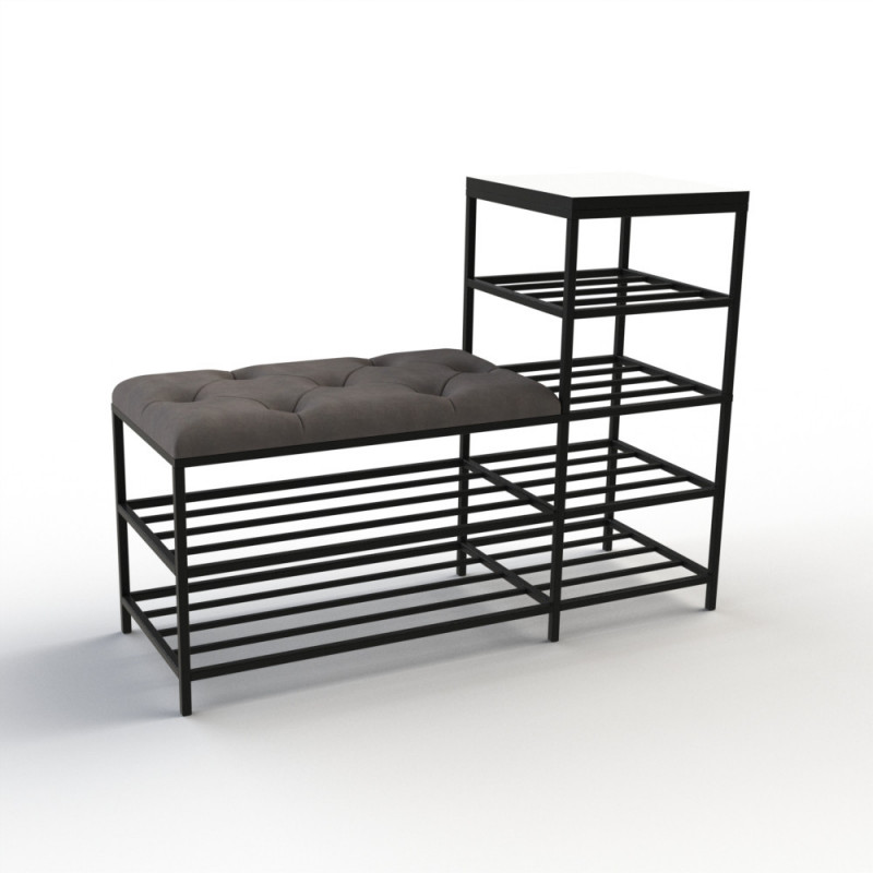 Банкетка для взуття Барселона-1 100 см велюр сірий/біла аляска 7-3-9005