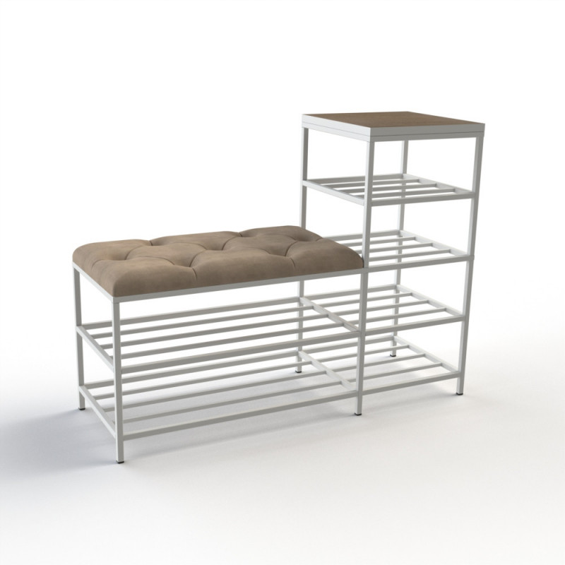 Банкетка для обуви Барселона-1 100см велюр бежевый/риголетто темный 3-1-9003