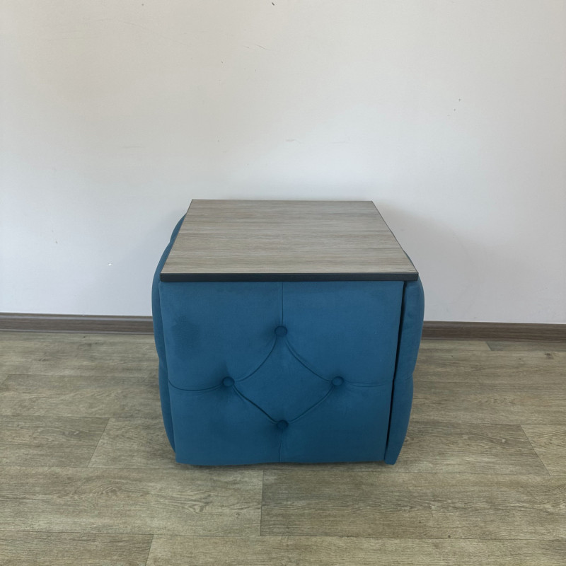 Пуф-трансформер 5в1 Остін-1 зі столиком велюр бірюзовий/дуб платиновий 2-2-9005