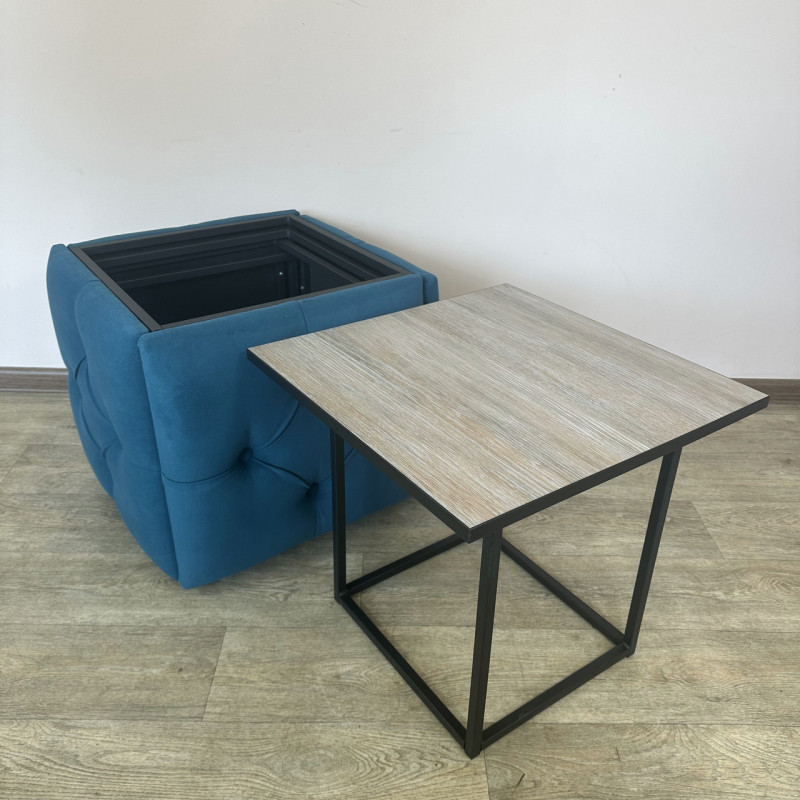 Пуф-трансформер 5в1 Остін-1 зі столиком велюр бірюзовий/дуб платиновий 2-2-9005