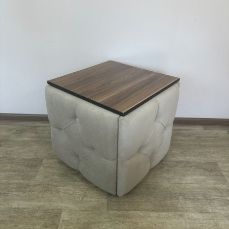 Пуф-трансформер 5в1 Остін-1 зі столиком велюр бежевий/горіх каліфорнійський 3-4-9003