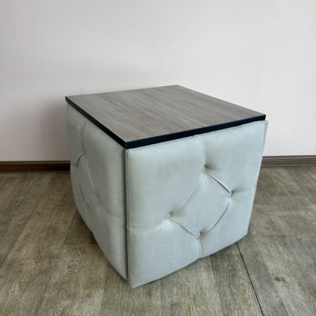 Пуф-трансформер 5в1 Остін-1 зі столиком велюр світло-сірий/дуб платиновий 6-2-9003