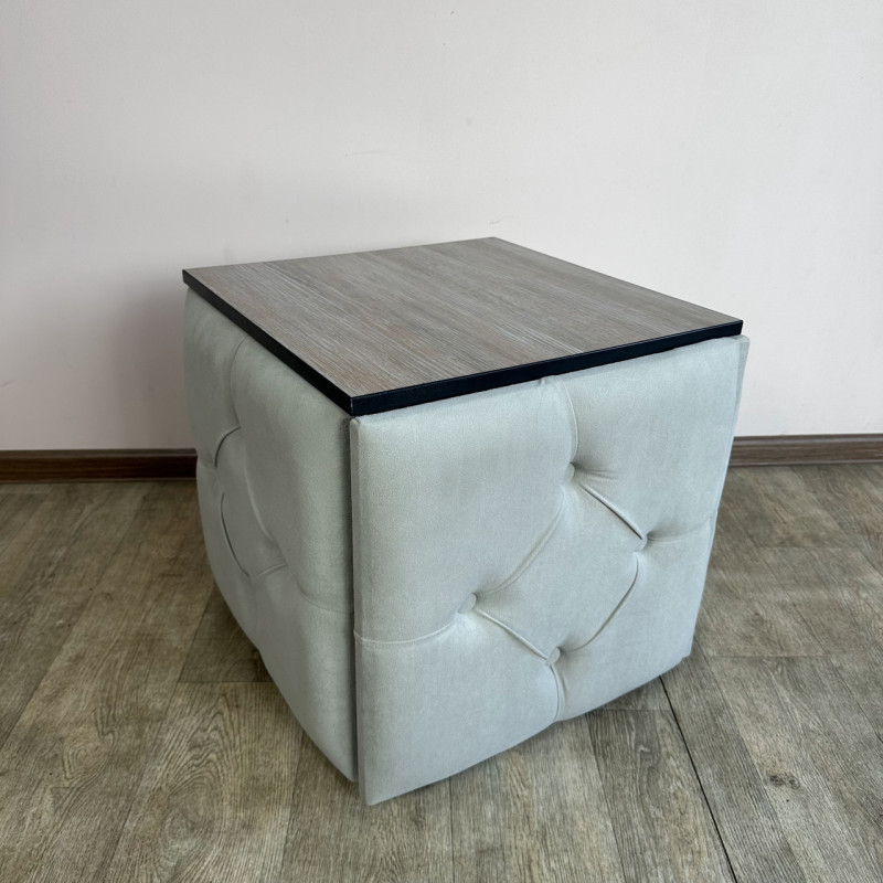 Пуф-трансформер 5в1 Остін-1 зі столиком велюр світло-сірий/дуб платиновий 6-2-9003