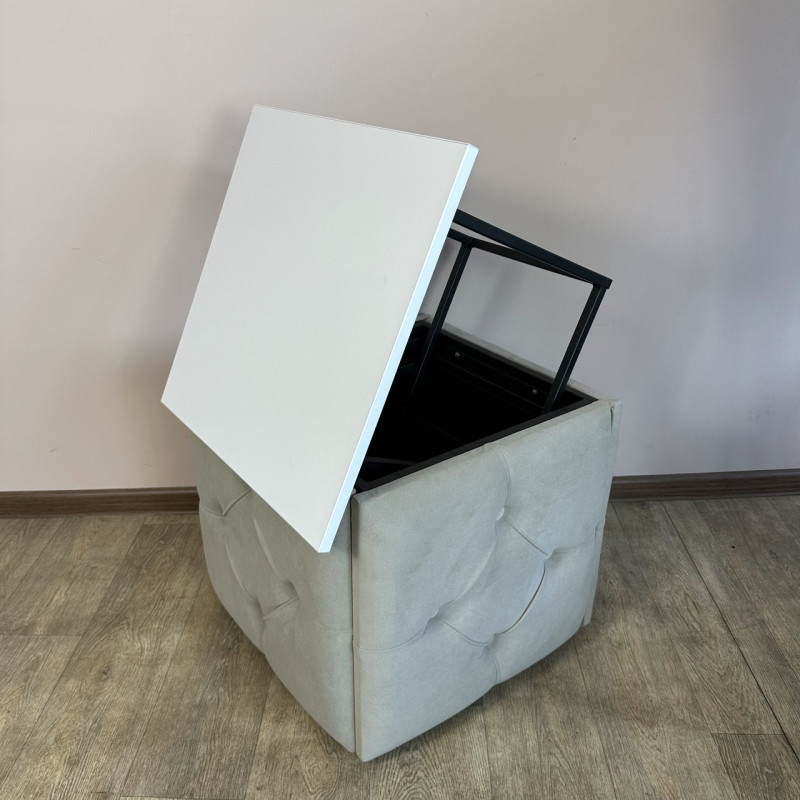 Пуф-трансформер 5в1 Остін-1 зі столиком велюр світло-сірий/біла аляска 6-3-9005