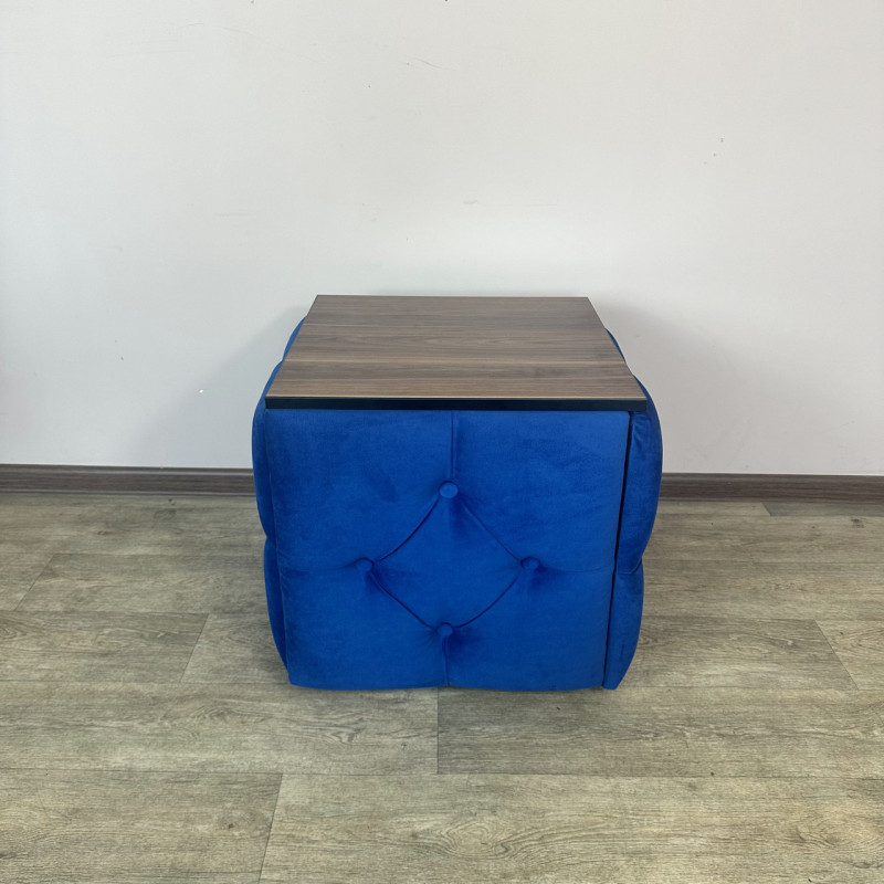 Пуф-трансформер 5в1 Остін-1 зі столиком велюр синій/горіх каліфорнійський 9-4-9005