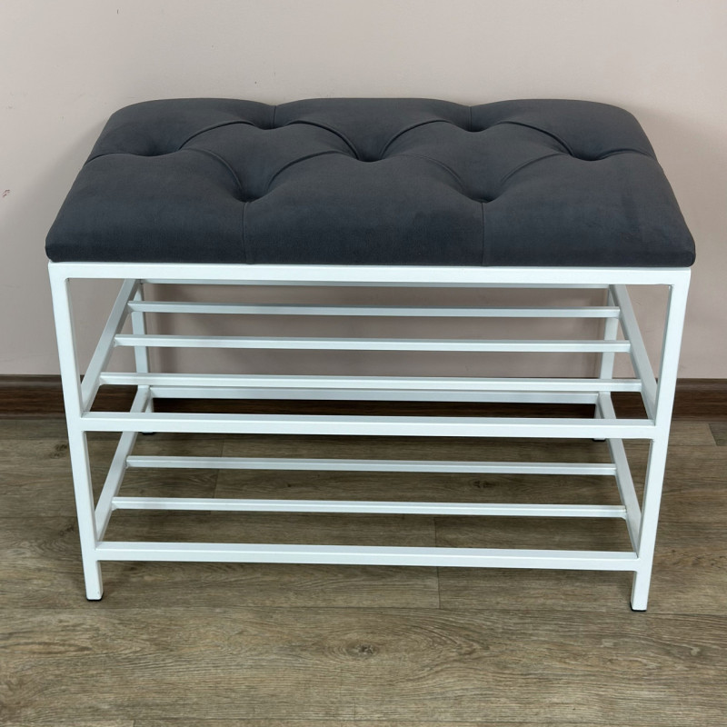 Банкетка для взуття Женева-1 50 см велюр сірий 7-0-9003