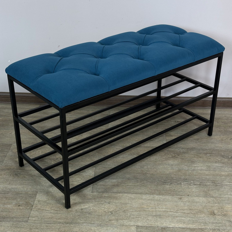 Банкетка для взуття Женева-1 80 см велюр бірюзовий 2-0-9005