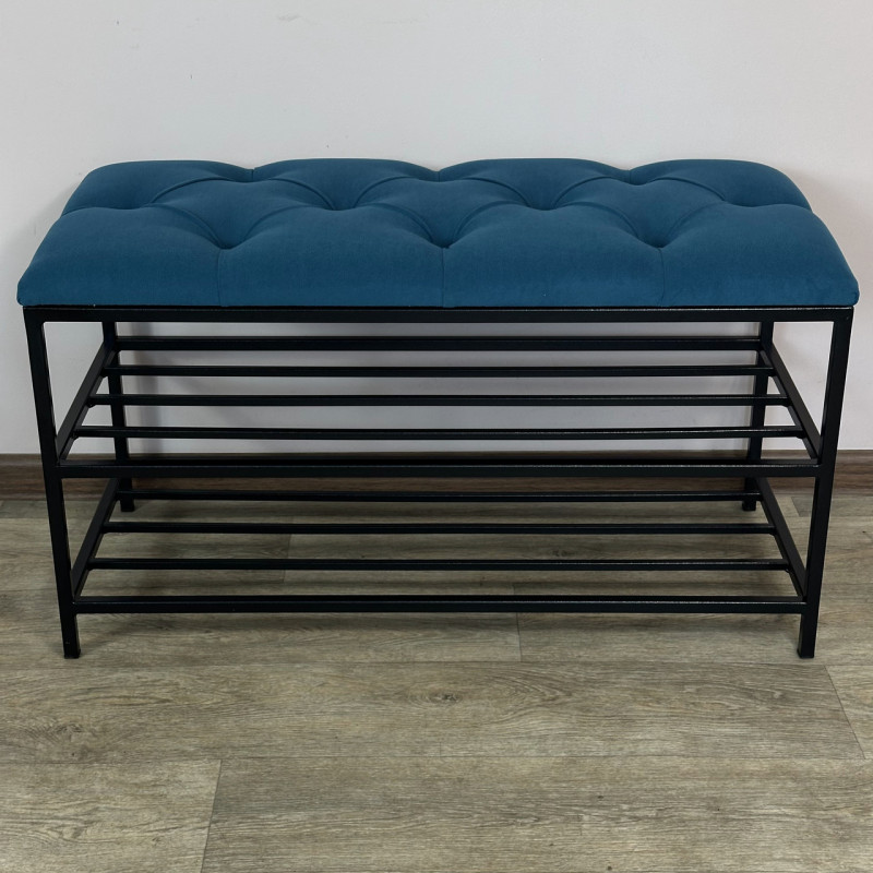 Банкетка для взуття Женева-1 80 см велюр бірюзовий 2-0-9005